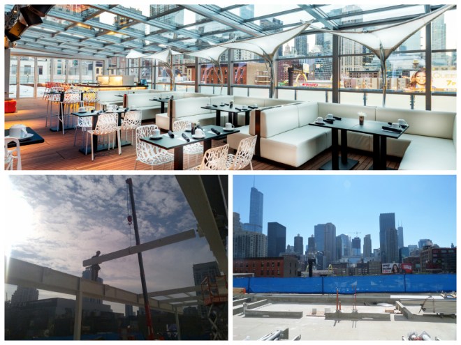#ThrowbackThursday - A look at how I|O Urban Roofscape evolved from a blank canvas to Chicago's rooftop lounge with a retractable roof, fire pit and shimmering water elements.