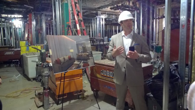 Larry Casillo, GM of The Godfrey Hotel Boston during the Media Hard Hat Tour. 